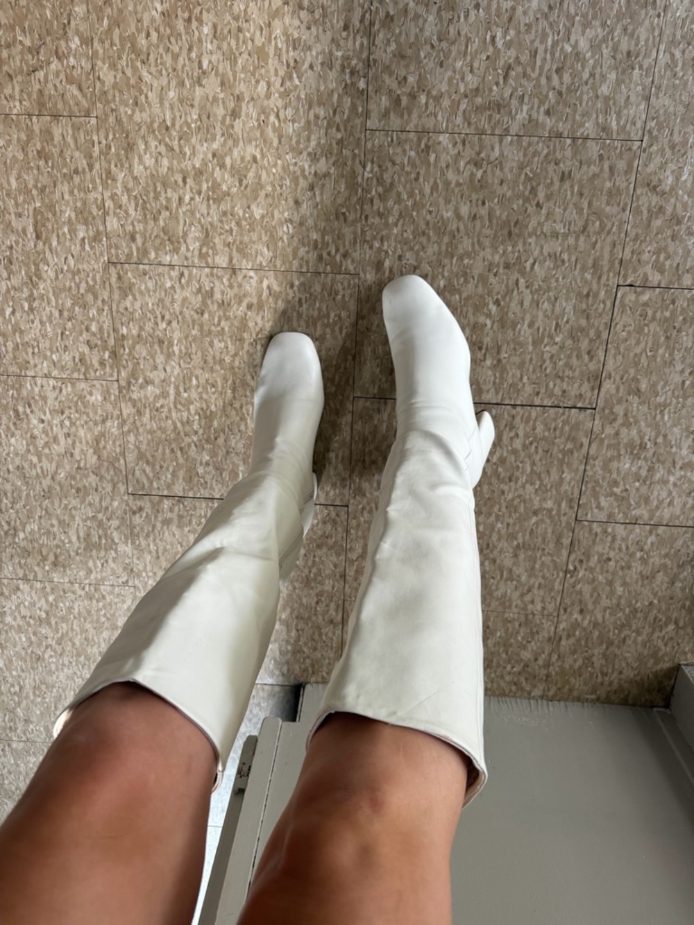 Madden Girl White Knee-High Heeled Boots